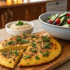 Crispy Chickpea Flatbread with Mediterranean Flavors