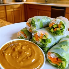 Rainbow Spring Rolls with a Kick of Peanut Heat