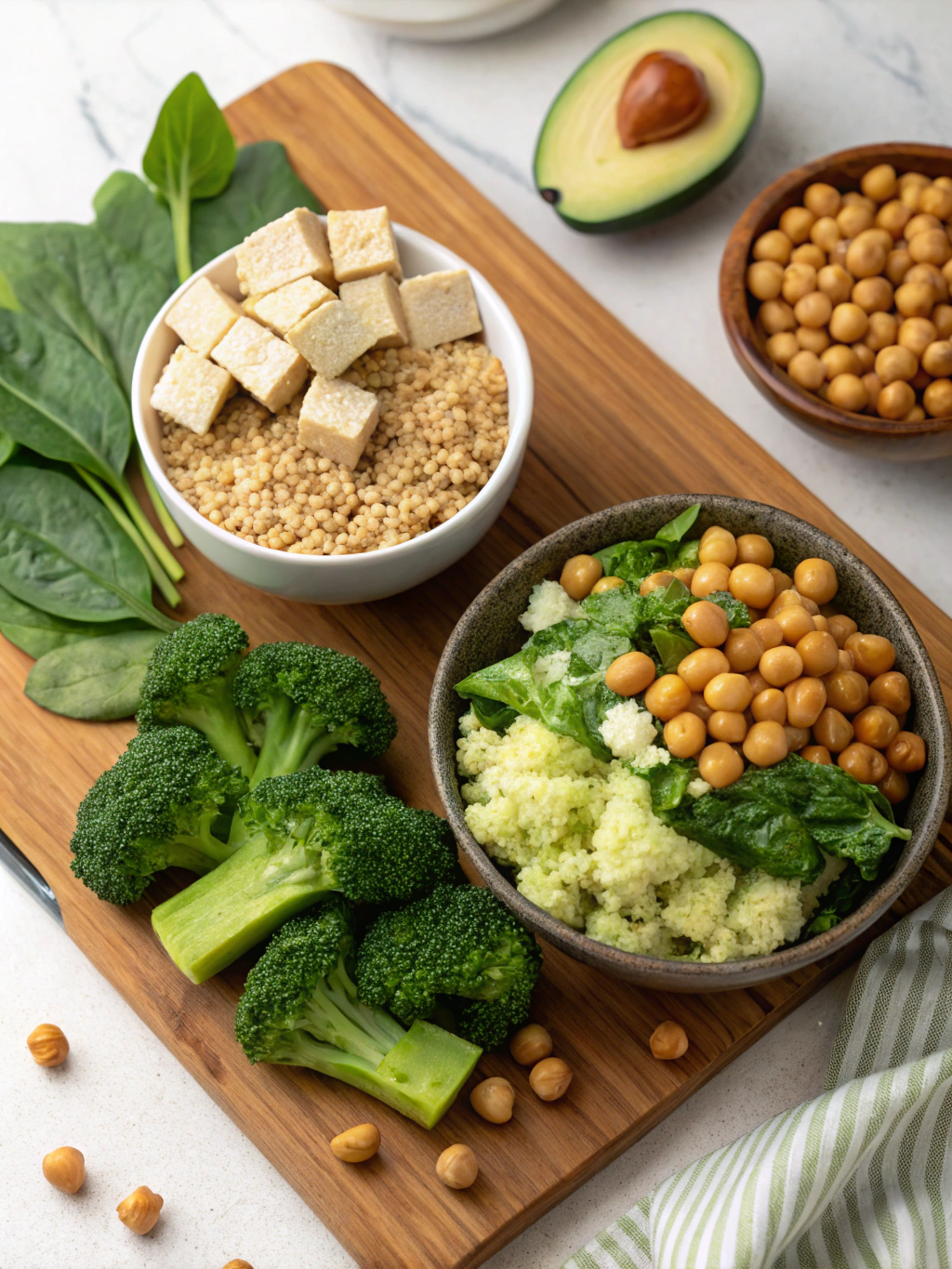 Ingredients for 30-minute high-protein vegan dinners