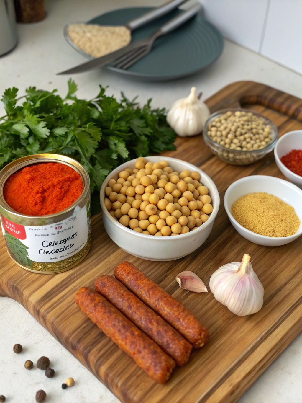 Ingredients for Bold-Spiced Chickpea and Red Lentil Sausages
