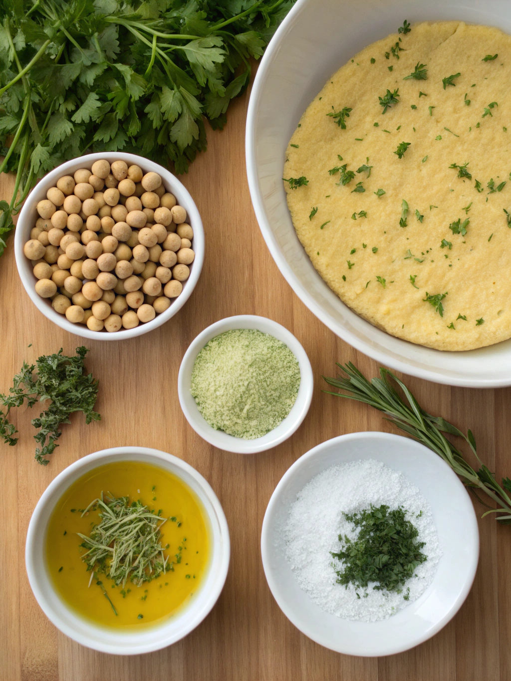 Gluten-Free Chickpea and Herb Flatbread Ingredients