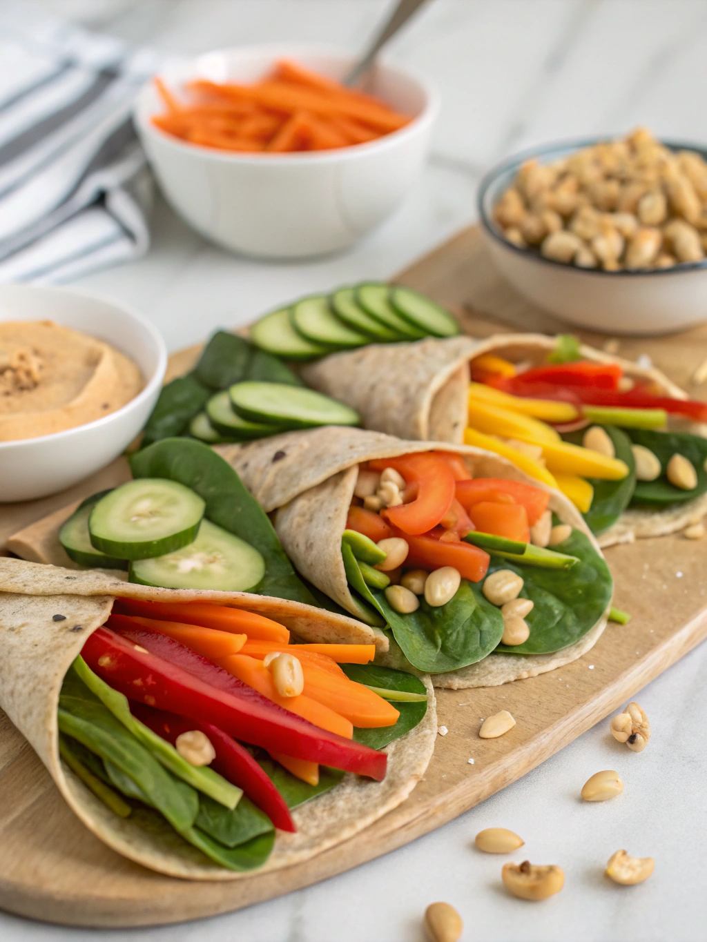 Ingredients for Rainbow Veggie Wraps with Peanut Dressing