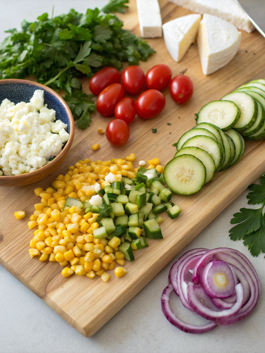 Ingredients for Sweet Corn & Zucchini Salad
