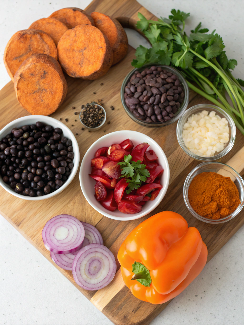 Ingredients for Sweet Potato and Black Bean Burgers