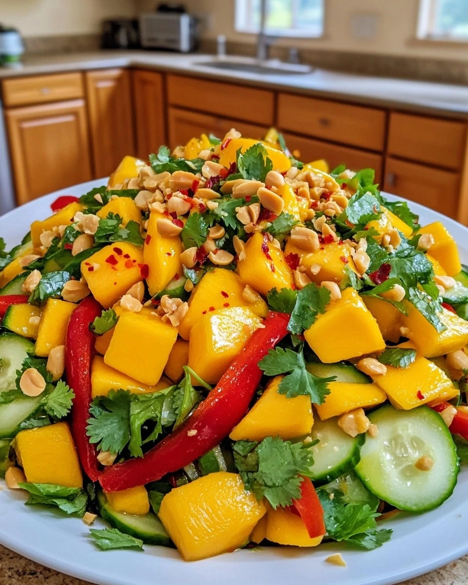 Sweet & Spicy Mango Peanut Salad with Chili Lime Dressing