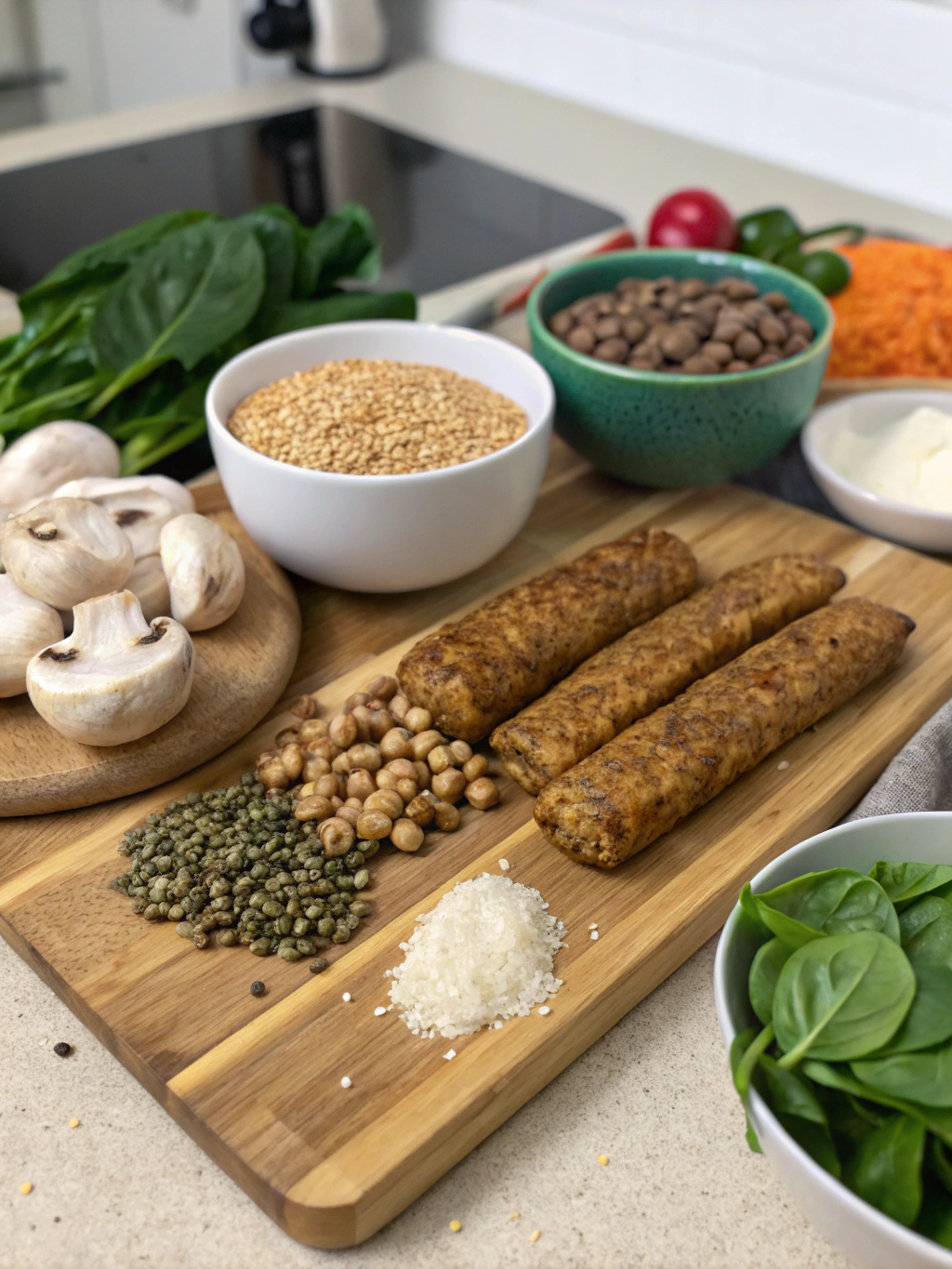 Ingredients for High-Protein Vegan Breakfast Links