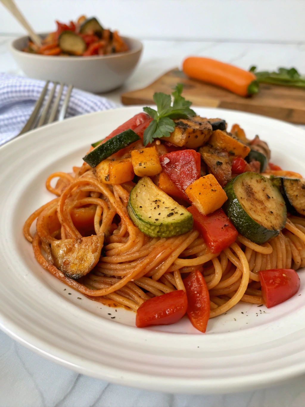 Ingredients for Red Lentil Pasta with Roasted Veggies