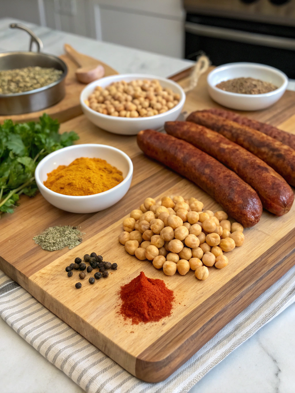 Ingredients for Savory Chickpea Lentil Sausage Recipe with Bold Spices
