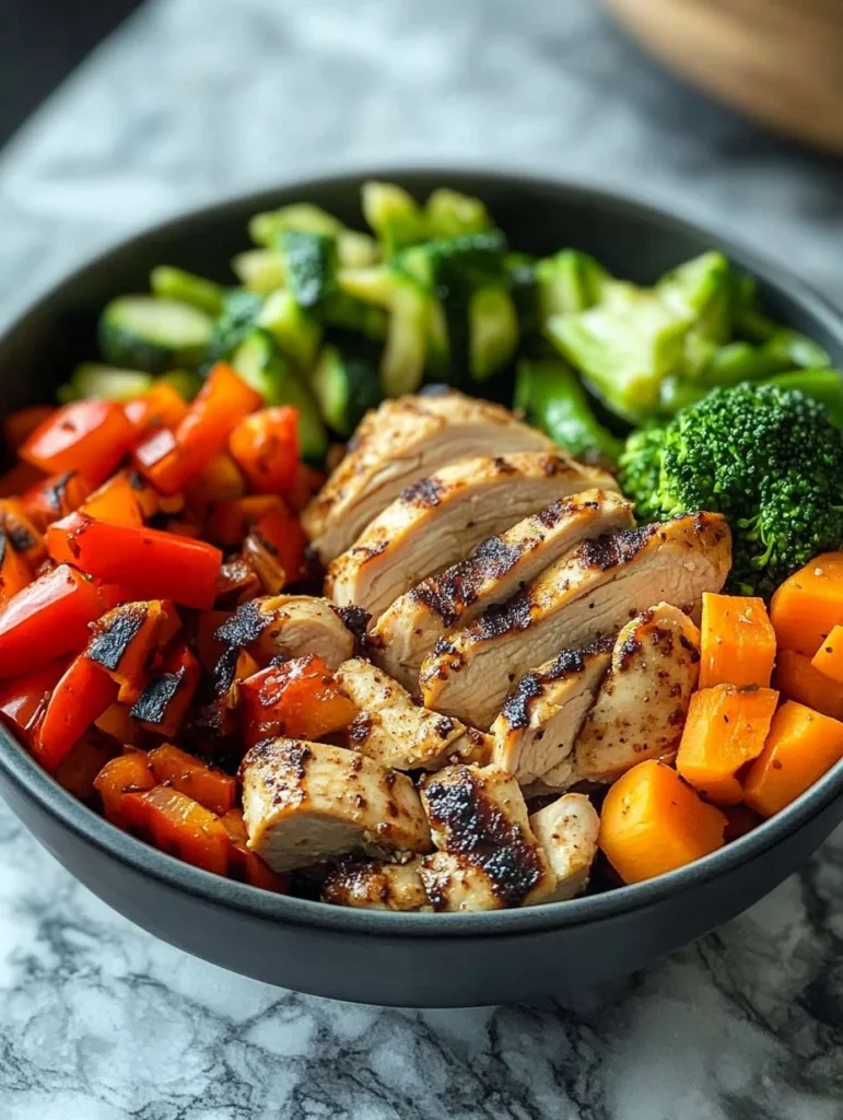 Balanced Chicken & Veggie Power Bowl with fresh ingredients