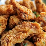 Delicious fried chicken gizzards served on a plate