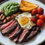 Delicious Steak & Power Breakfast Plate featuring steak, eggs, and fresh sides