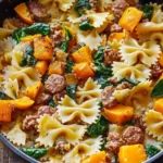 Creamy Butternut Squash Pasta with Sausage and Spinach