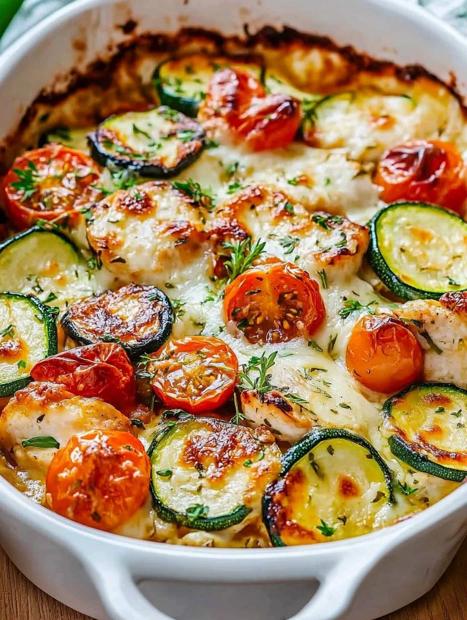 Mediterranean Chicken Zucchini Bake