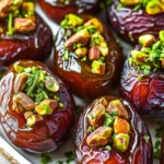 Delicious Roasted Boursin Stuffed Dates with Pistachios