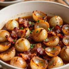 Honey-Glazed Shallots with Crispy Bacon