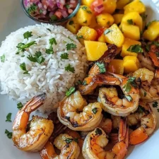 Honey Garlic Shrimp with Mango Salsa & Jasmine Rice